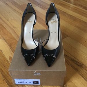 Christian Louboutin Culturella 100 d’Orsay Pump Kid/Patent Black/Silver